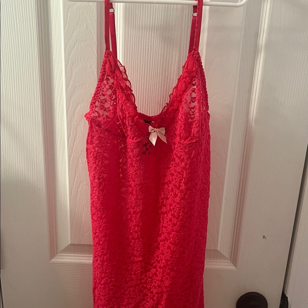 Victoria's Secret Red Lace Chemise with Bow